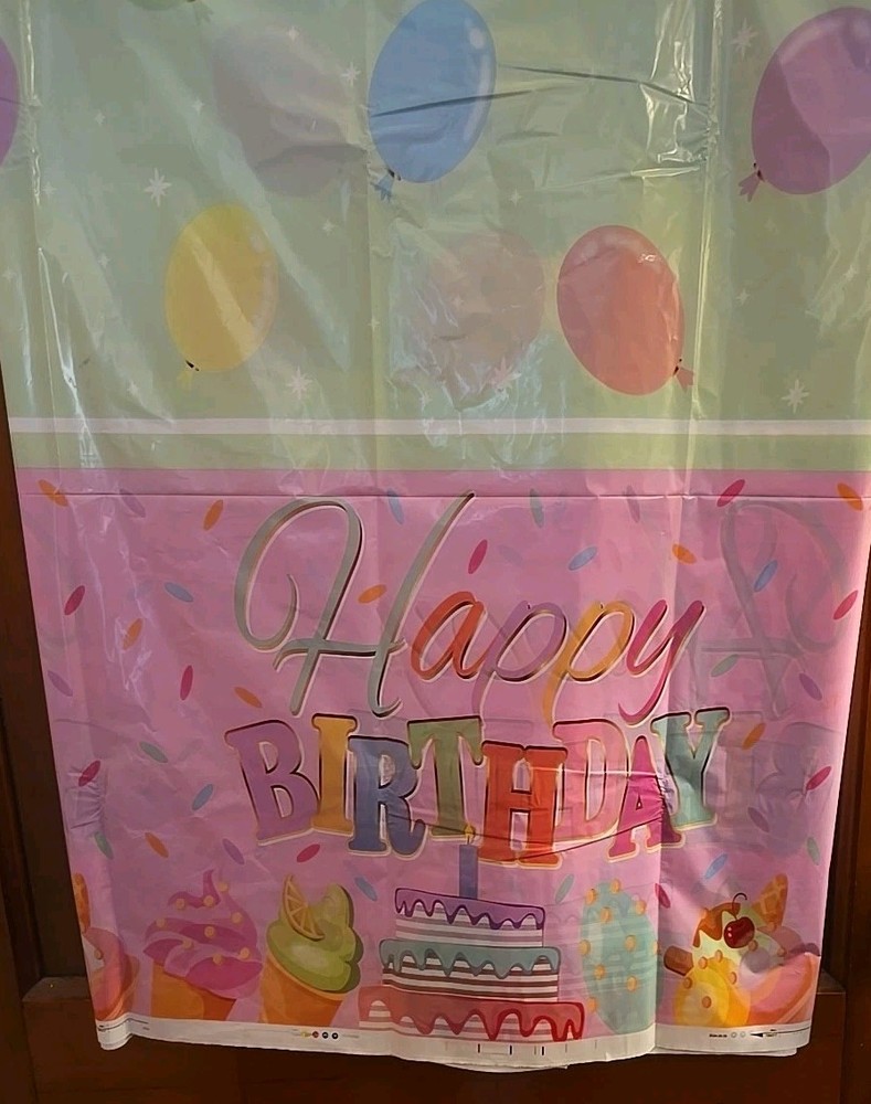 Pack of 3 Pink Happy Birthday Plastic Table Cloths 52″ X 104″