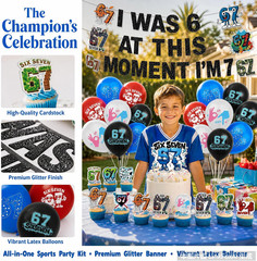 6 7 Birthday Decorations Set, I Was 6 Now I’M 7 Banner 12 Cupcake Toppers &16 Ba