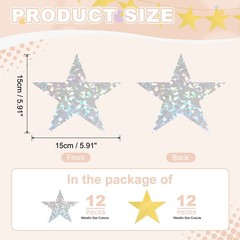 24 Pcs Stars Cutouts, 6 Inch Double Printed Paper Stars, Gold/Laser Silver