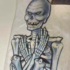 Beistle Jointed Skeleton Halloween Cardboard VTG Die Cut Art print 44″ New 1984