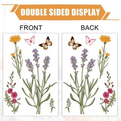 9 Sheets Vintage Wildflower Window Clings Spring Summer Floral Butterfly Window