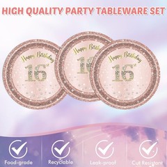 16th Birthday Decorations for Girls Rose Gold Sweet 16 16 Years