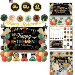 Complete Colorful Retirement Celebration Kit with Banner & Centerpieces – Unisex