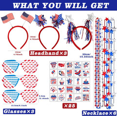 37PCS 4Th of July Accessories Set Party Favors & Supplies Decorations for Indepe