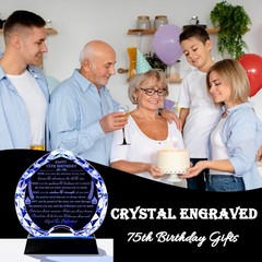 Personalized 75th Birthday Gift – LED Crystal Heart for Him & Her, Unique Ideas