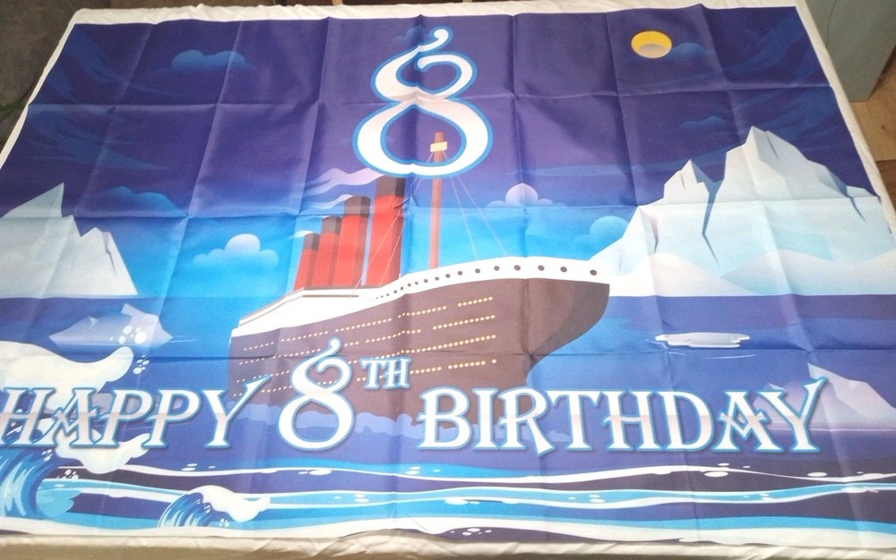 Happy 8th Birthday Banner Backdrop Tapestry Party Supplies 58 X 39 Inches