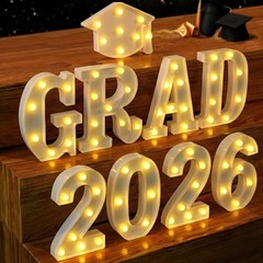 , White Light Up 2026 Grad Sign – 8.5 Inch 2026 Light Up Sign Graduation
