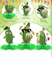 9PCS Funny Pickle Party Decorations – Honeycomb Centerpieces, Table Decor New F5