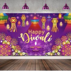Happy Diwali Backdrop Banner Decor, Festival of Lights Party Photography