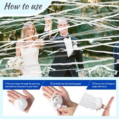 Slofunife No Mess Streamers 100Pack White Confetti Poppershand Throw Party