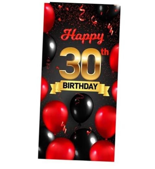 Happyth Birhday Red Black Banner Backdrop Background Photo Booth Props 30