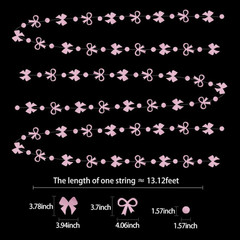 Pink Bow Garland Hanging Decorations, 13FT X 3, Cute Pink Bow Circle Bunting Ban