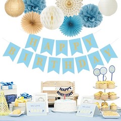 Light-Dusty Blue Beige-Champagne Party-Decorations – 19pcs Boho Neutral Strea…