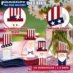 4 Pcs 4th of July table Decorations Patriotic Wooden Table Decor, Red White Blue
