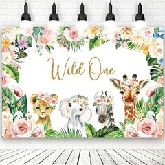 Girls Forest Animals Wild One Backdrop Party Photo Background Banner Studio