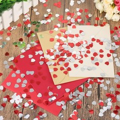 Red Silver Heart Confetti Metallic Valentine Wedding Party Decor 1 Ounce