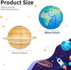 8 Pcs Solar System Planet Paper Lanterns, 12 Inches Large Paper Lantern Plane…
