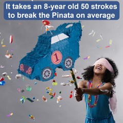 Blue Car Pinata Mexican Pinatas with Hanging Loop for Kids Birthday Party Decor