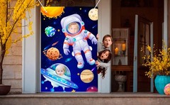 Galaxy Astronaut Face Photography Background,59.06»x39.37»Space Party Backdrop