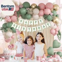 Pink and Sage Green Birthday Decorations with Light Pink Sage Green Sand White M