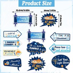 Hanukkah Photo Booth Props Set 10-Piece Blue Jewish Party Decorations Funny