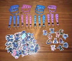 Lilo And Stitch 86 Piece Party Bundle 12 Each Keychain/Bracelet/Pin 50 Stickers
