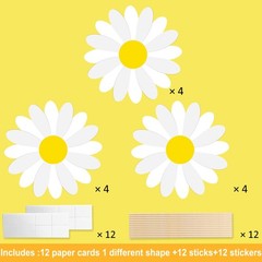 White Daisy Flower Table Centerpiece Sticks Groovy Hippie Party Decor 12 PCS