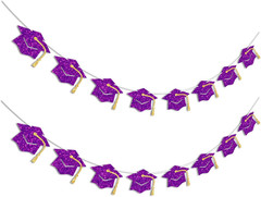 Class of 2026 Graduation Cap Banner Pre-Strung Congrats Grad Party Decor Set
