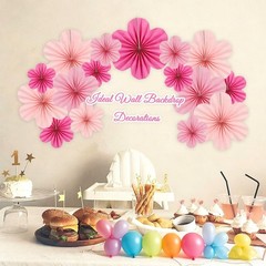 Paper Flowers Decorations Spring Summer Party Floral Backdrop Decor Pink 9 PCS