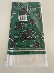 GRADUATION Party School Spirit Green Plastic Border Print Tablecloth 54″x102″