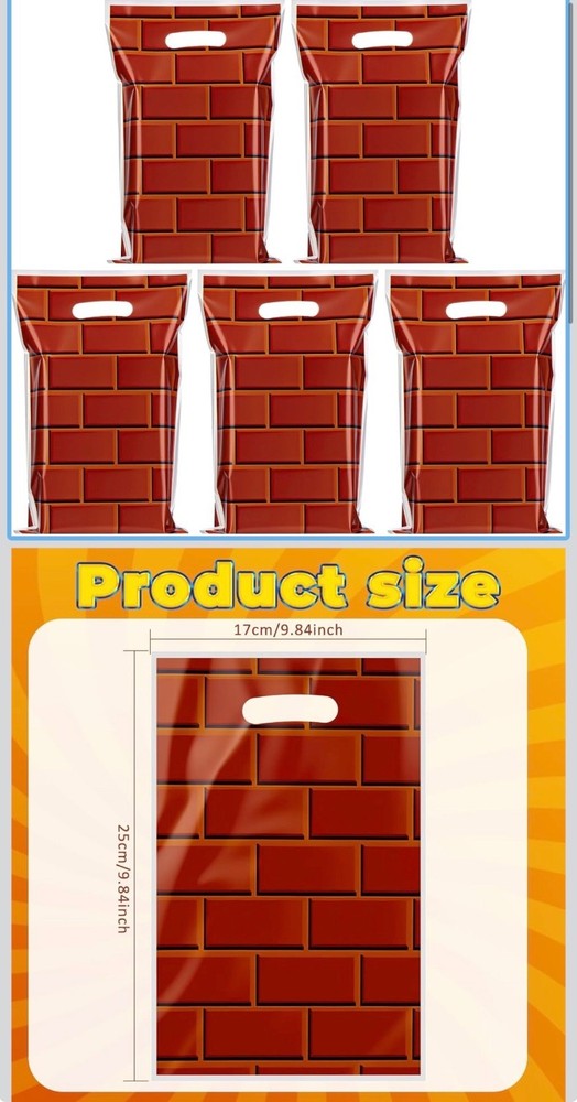 SilTriangle 36 Pcs Brick Wall Gift Bags for Video Game Birthday Party Decoration