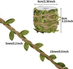 Tenn Well Burlap Leaf Ribbon, 66 Feet 5mm Natural Jute Twine 1PC/66FT, Green