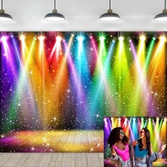 Rainbow Stage Disco Backdrop for Photography 70s 80s 90s Colorful Disco 7X5ft