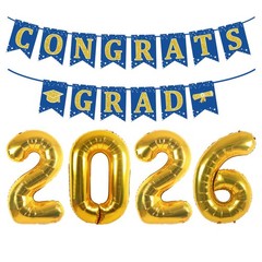 Navy Blue and Gold Graduation Decorations 2026, Gold 2026 Balloons, Congrats …