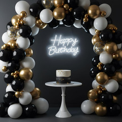 Happy Birthday Neon Sign for Backdrop, LED Happy Birthday Light up Sign, USB Pow