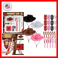 36 Pcs Cowboy Party Costume Set, Cowboy Hats Paisley Bandanas Inflatable Stic…