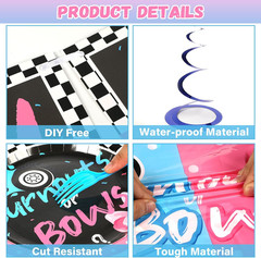 121Pcs Burnouts or Bows Gender Reveal Party Decoration Set Includes Plates Napki