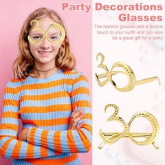 6-Pack Birthday Glasses with Rhinestones, 30th Photo Booth Props [Gold]