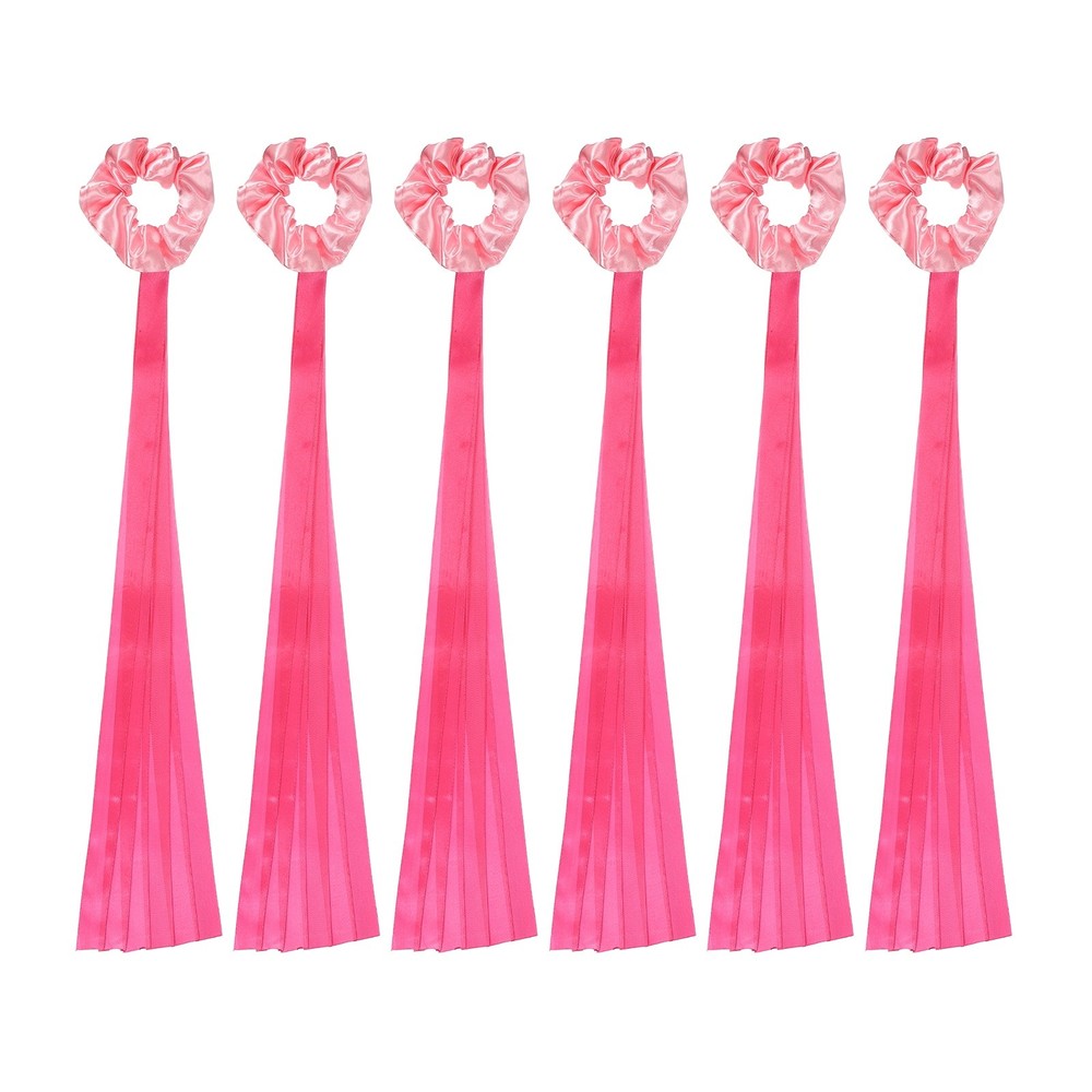 Rainbow Dance Ribbons, Wrist Streamers 6 Pcs & Pink & Rose Red
