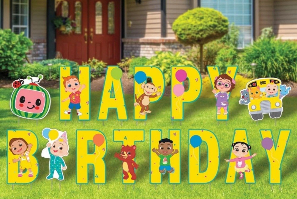 CoComelon Happy Birthday Yard Stake 16″ Signs W/Iron Stakes ~ NEW