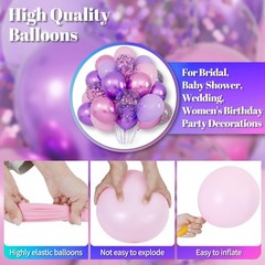 Pink and Purple Balloons, 68PCS 12 Inch Metallic Purple Pink Confetti Latex B…