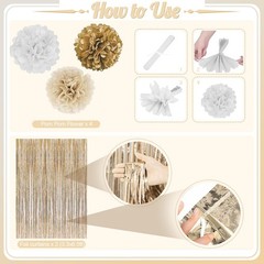 White Gold Birthday Decorations, Beige Gold Party Décor with Foil & Latex Bal…