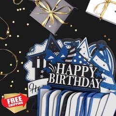 LASKYER 65th Birthday Shiny Blue Glitter Table Centerpiece