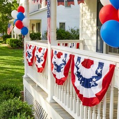 Elegant Red, White & Blue Flag Bunting 1.5×3 FT for Memorial Day Celebrations