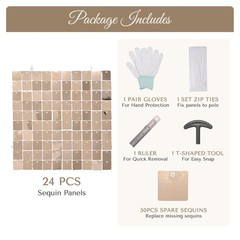 24 Pcs Shimmer Wall Backdrop Panels Square Sequin Photo Champagne Gold 4×6 Ft