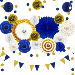 23Pcs Navy Blue and Gold Graduation Birthday Party Decorations | Blue Gold Decor