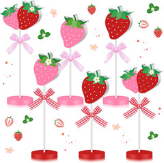 6 Pcs Strawberry Table Decorations Wooden Strawberry Centerpieces for Berry Firs
