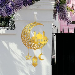 2 Pcs Ramadan Decorations for Home Islamic Eid Mubarak Door Sign Acrylic Hanging