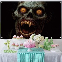Halloween Decorations Zombie Backdrop Scary Horror Creepy Undead Banner 71″x43″