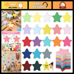 1000 Pcs Star Cutouts – 3.9″ Colorful Star Die Cuts for DIY Crafts & Classroom D